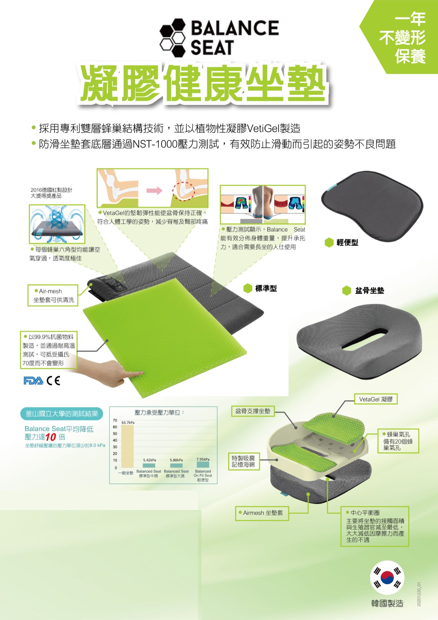 Balance Seat 凝膠健康坐墊 (L)(灰色)